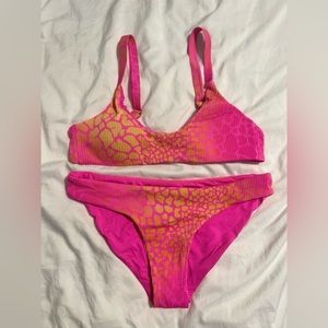 Pink and yellow leopard bikini